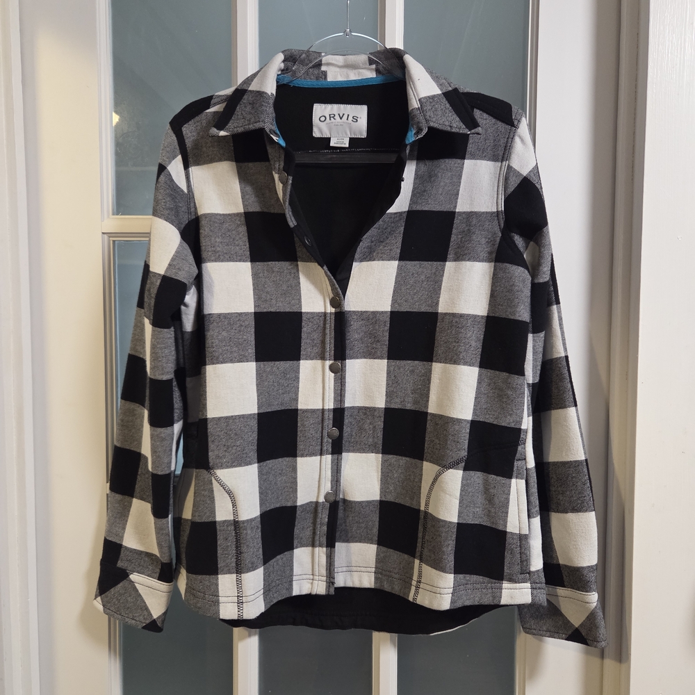 Orvis Black & White Buffalo Check Snap-Front Shirt Jacket